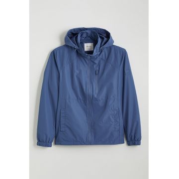 Jacheta cu gluga si maneci raglan - Albastru inchis