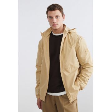 Jacheta cu gluga si maneci raglan - Bej