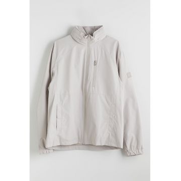 Jacheta cu gluga si maneci raglan - Gri deschis