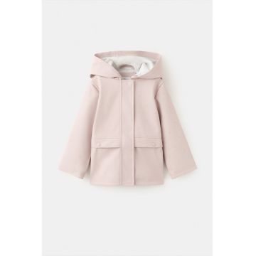 Jacheta cu gluga si model cu stele - Roz pal