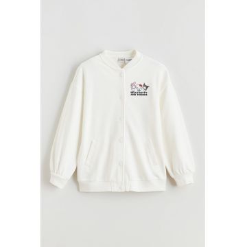 Jacheta cu imprimeu Kuromi si capse - Alb/Negru/Roz