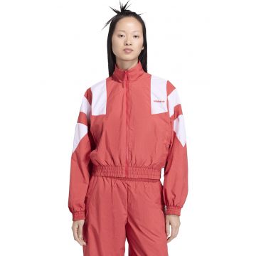 Jacheta cu terminatie elastica si fermoar Blocked Washed - Alb/Coral