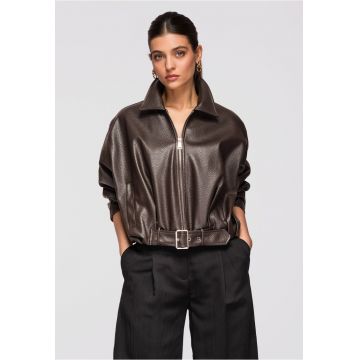 Jacheta de piele  OW-JAFL-0109 - Maro