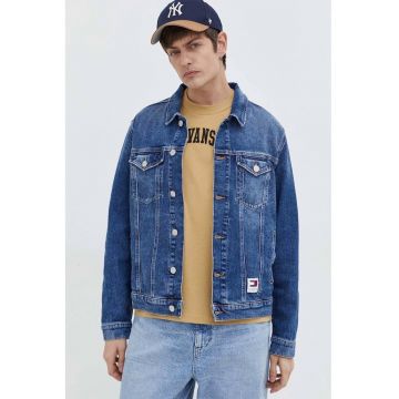 Jacheta din denim cu aspect decolorat - Albastru