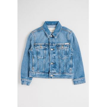 Jacheta din denim cu buzunar pe piept - Albastru deschis
