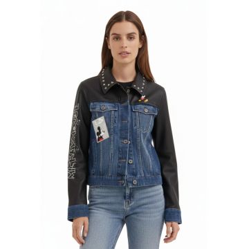 Jacheta din denim si piele ecologica -
