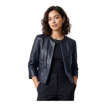 Jacheta din piele cu maneci trei sferturi