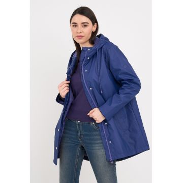 Jacheta lejera cu gluga cu snur de ajustare - Albastru inchis