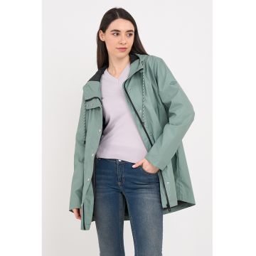 Jacheta lejera cu gluga cu snur de ajustare - Verde deschis