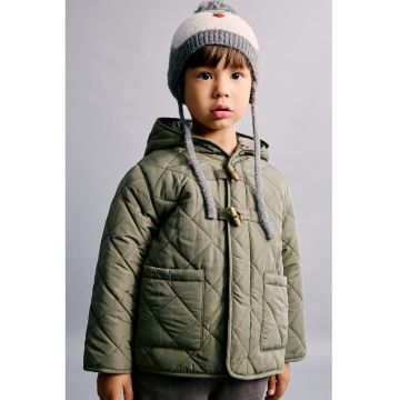 Jacheta matlasata cu gluga - Verde sparanghel