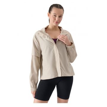 Jacheta  pentru femei - supradimensionata - bej - material sintetic - fara gluga