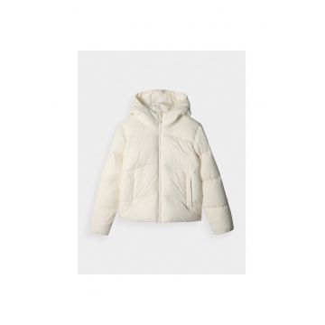 Jacheta  pentru fete - puf sintetic - gluga - poliester - alb