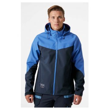 Jacheta softshell barbati - Helly Hansen Oxford - impermeabila - albastru - poliamida - cu gluga detasabila