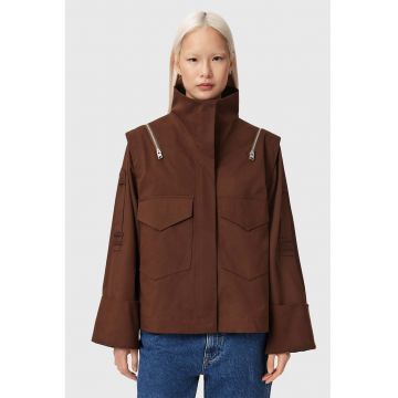 Jacheta supradimensionata din amestec de lyocell cu maneci largi - Maro