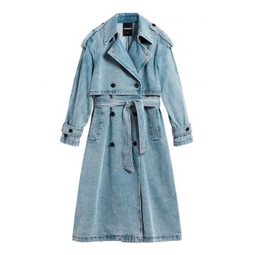 Palton dama -  bumbac - nasturi - albastru