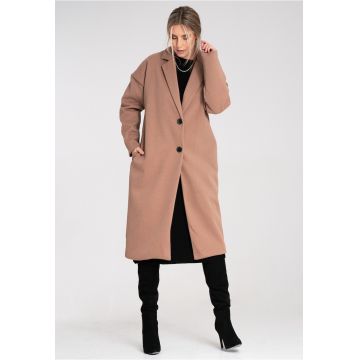 Palton de dama - inchidere cu nasturi - cu guler clasic - maneca lunga -  M1291 - bej -