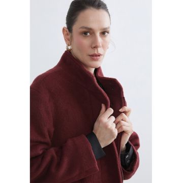 Palton din amestec de lana cu guler mediu