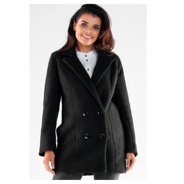 Palton elegant cu doua randuri de nasturi - - Negru