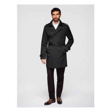 Trench elegant croiala slim  OM-COLC-0146 - Negru