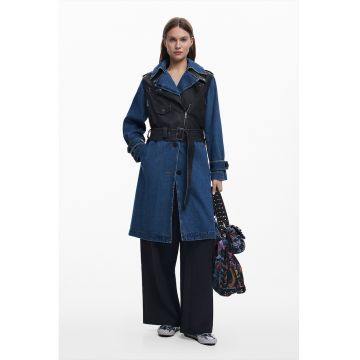 Trenci cu model 2 in 1 - Albastru inchis/Negru stins