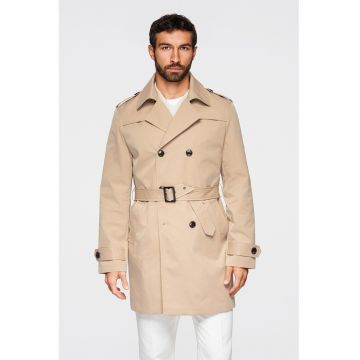 Trenci cu model cu doua randuri de nasturi - Bej