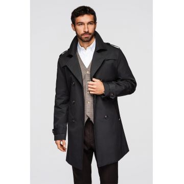 Trenci cu model cu doua randuri de nasturi - Negru