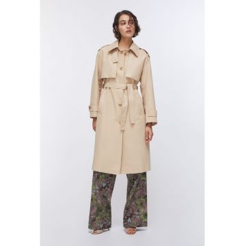 Trenci lung cu buzunare laterale - Bej