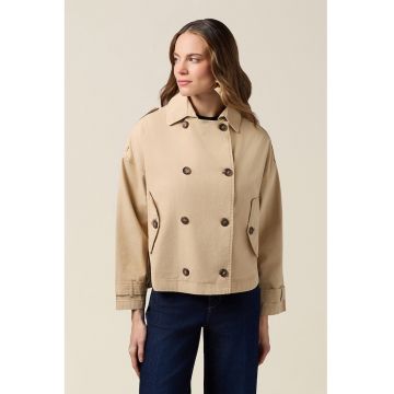 Trenci scurt cu buzunare oblice - Bej