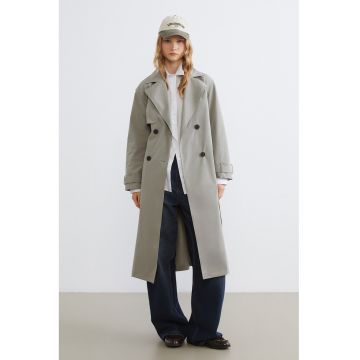 Trenci uni cu doua randuri de nasturi - Gri deschis