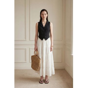 Vesta dama -  negru - bumbac si in