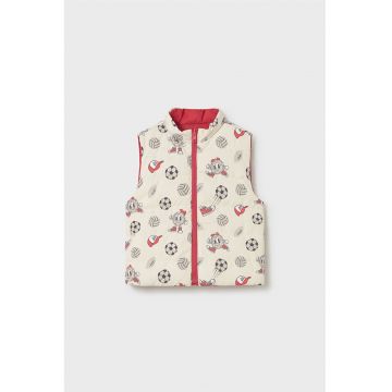 Vesta matlasata reversibila - Rosu/Bej deschis