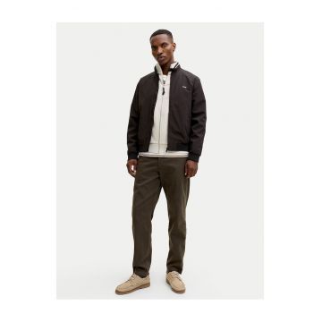Geaca bomber barbati -  neagra - poliester reciclat - cu fermoar -