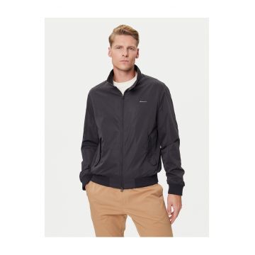 Geaca bomber barbati -  neagra - poliester reciclat - fermoar - buzunare cu capse -