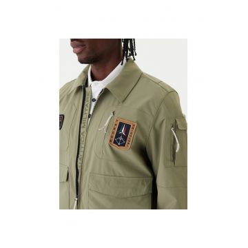 Geaca bomber barbati -  verde - poliester - fermoar -