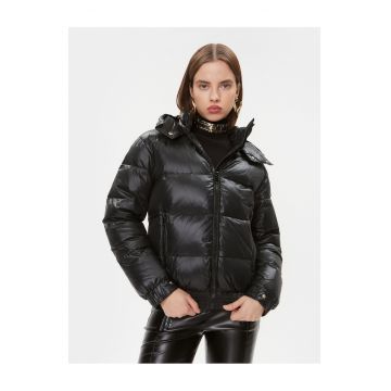 Geaca dama -  matlasata - cu gluga detasabila - neagra - material sintetic -