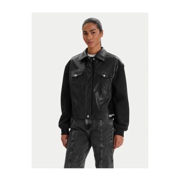 Geaca dama -  neagra - 50% imitatie de piele - 50% poliester