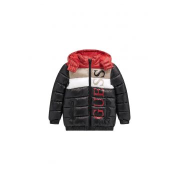 Geaca de iarna copii -  neagra - poliester - cu fermoar -