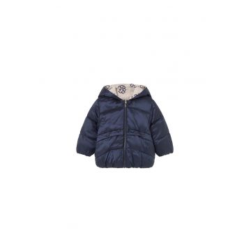 Geaca de iarna reversibila -  fetite - bej si bleumarin - material sintetic