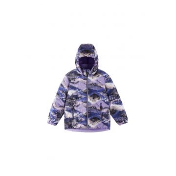 Geaca din puf copii -  violet - poliester reciclat - cu fermoar -