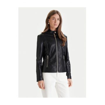 Geaca  neagra din imitatie de piele - Negru