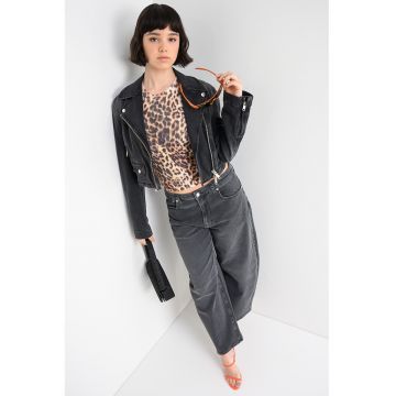 Jacheta crop de denim - Negru stins