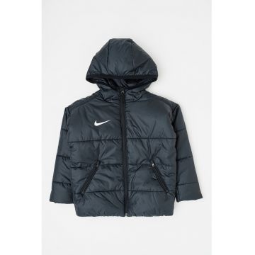 Jacheta cu gluga pentru fotbal - Negru/Alb optic
