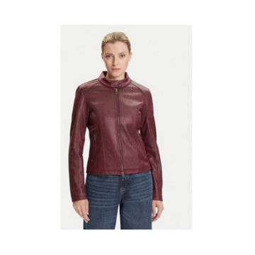 Jacheta dama -  bordeaux - piele ecologica