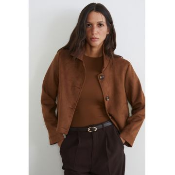 Jacheta de piele intoarsa sintetica - Caramel