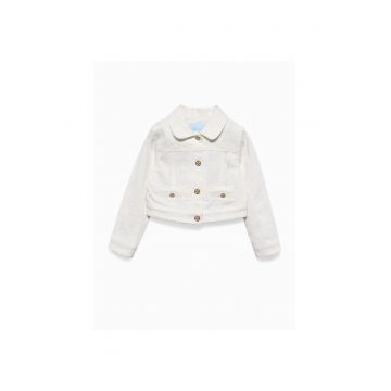 Jacheta denim copii -  alb - bumbac - maneca lunga