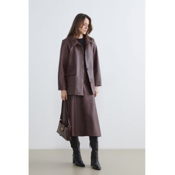 Jacheta regular fit de piele ecologica Grace - Violet tyrian