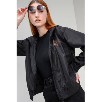 Jacheta rezistenta la vant cu gluga Train Visibility - Negru stins