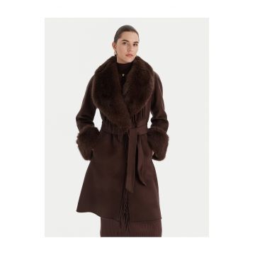 Palton dama -  62% lana - maro - fabricat din lana -