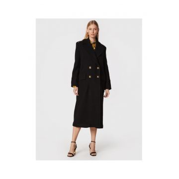 Palton dama -  75% lana virgina - negru - poliamida -