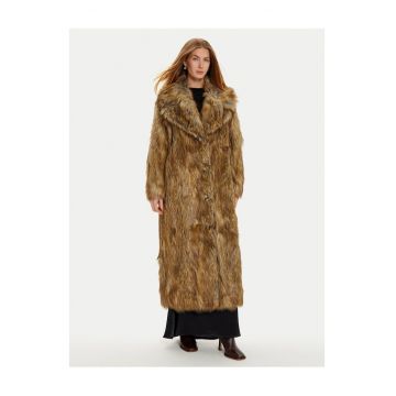 Palton dama -  blana artificiala - maro - 34% poliester - 33% modacrilic - 33% acrilic -